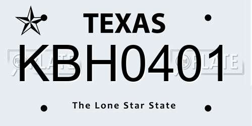KBH0401 Texas License Plate
