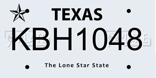 KBH1048 Texas License Plate