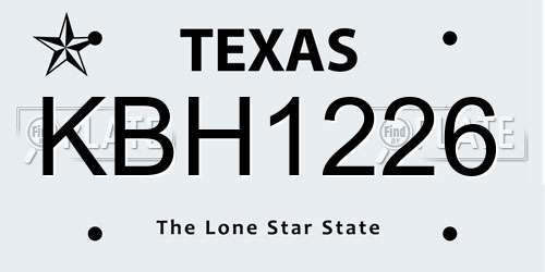 KBH1226 Texas License Plate