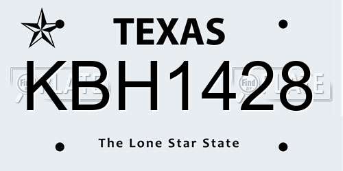 KBH1428 Texas License Plate