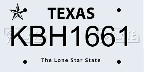 KBH1661 Texas License Plate