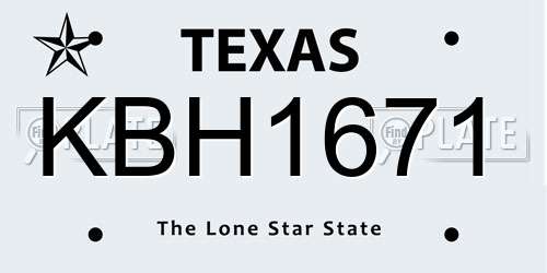 KBH1671 Texas License Plate