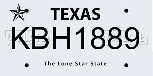 KBH1889 Texas License Plate