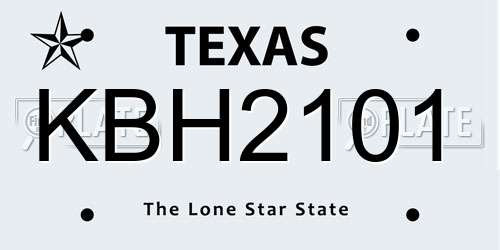 KBH2101 Texas License Plate