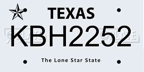 KBH2252 Texas License Plate