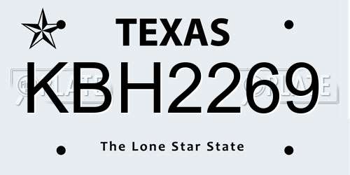 KBH2269 Texas License Plate