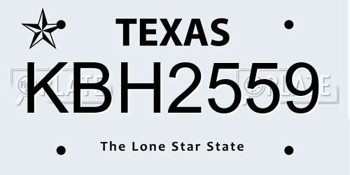 KBH2559 Texas License Plate