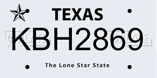 KBH2869 Texas License Plate