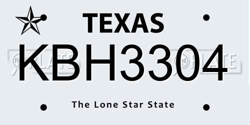 KBH3304 Texas License Plate