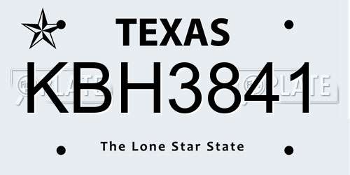 KBH3841 Texas License Plate