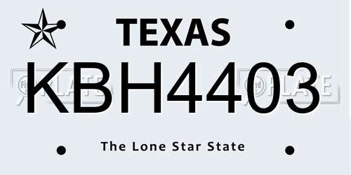 KBH4403 Texas License Plate