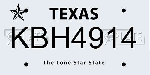 KBH4914 Texas License Plate
