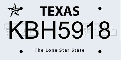 KBH5918 Texas License Plate