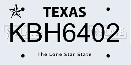 KBH6402 Texas License Plate