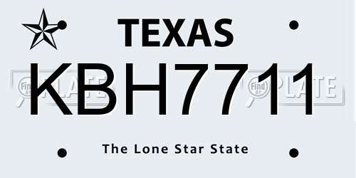 KBH7711 Texas License Plate