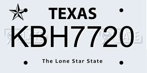 KBH7720 Texas License Plate