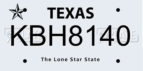 KBH8140 Texas License Plate