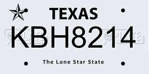 KBH8214 Texas License Plate