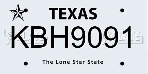 KBH9091 Texas License Plate