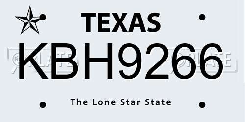 KBH9266 Texas License Plate