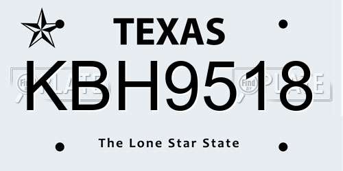 KBH9518 Texas License Plate