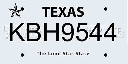 KBH9544 Texas License Plate