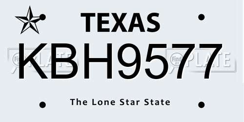 KBH9577 Texas License Plate