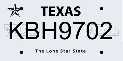 KBH9702 Texas License Plate