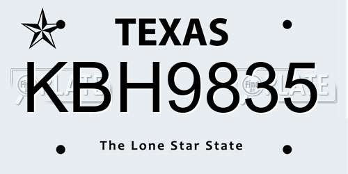 KBH9835 Texas License Plate