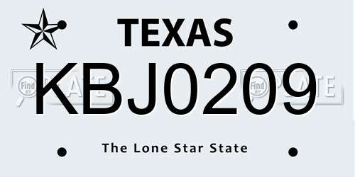 KBJ0209 Texas License Plate