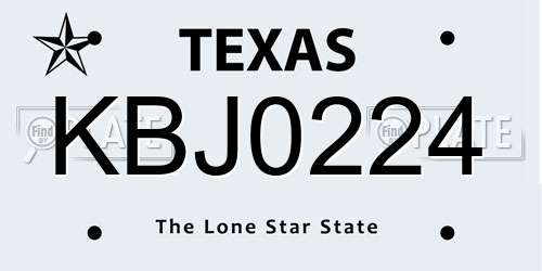 KBJ0224 Texas License Plate