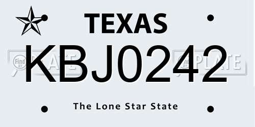 KBJ0242 Texas License Plate