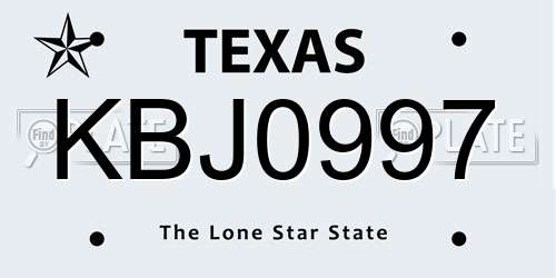 KBJ0997 Texas License Plate