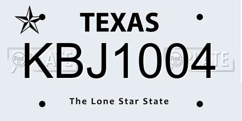 KBJ1004 Texas License Plate