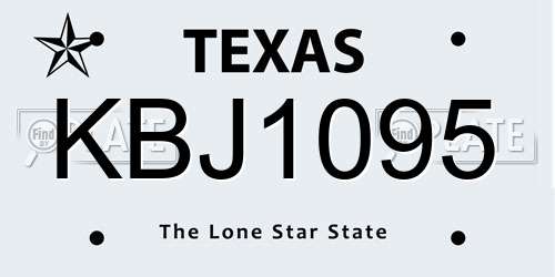 KBJ1095 Texas License Plate
