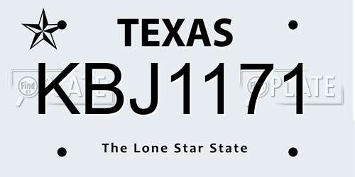 KBJ1171 Texas License Plate