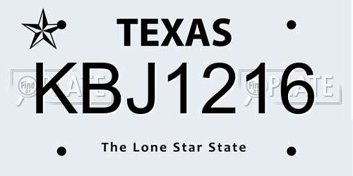 KBJ1216 Texas License Plate