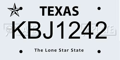 KBJ1242 Texas License Plate