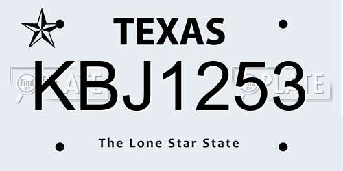 KBJ1253 Texas License Plate