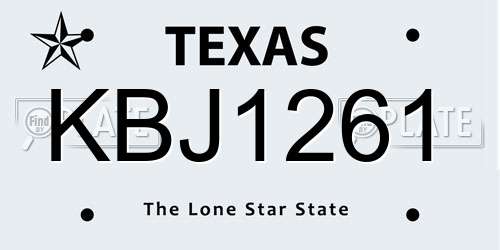 KBJ1261 Texas License Plate