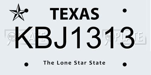 KBJ1313 Texas License Plate