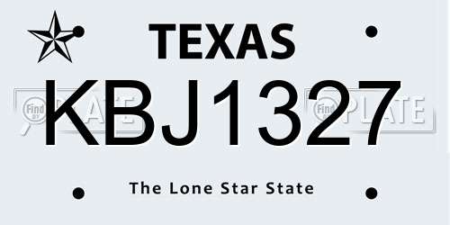 KBJ1327 Texas License Plate