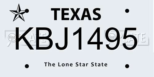 KBJ1495 Texas License Plate