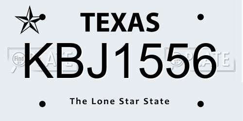 KBJ1556 Texas License Plate