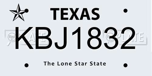 KBJ1832 Texas License Plate