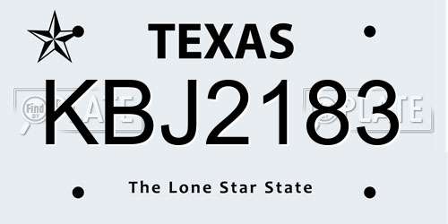 KBJ2183 Texas License Plate