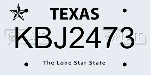 KBJ2473 Texas License Plate