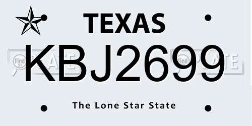 KBJ2699 Texas License Plate