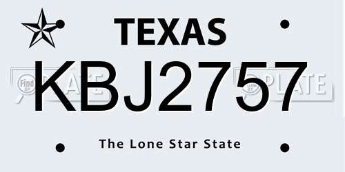 KBJ2757 Texas License Plate