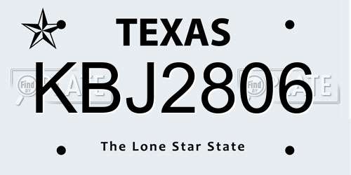 KBJ2806 Texas License Plate